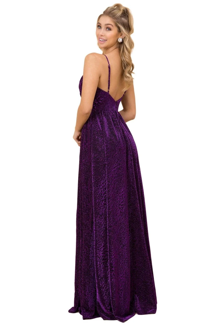 Formal Gowns Nox Anabel - R356 V Neck Animal Printed High Slit A-Line Evening Gown 9 Formal Gowns Nox Anabel - R356 V Neck Animal Printed High Slit A-Line Evening Gown