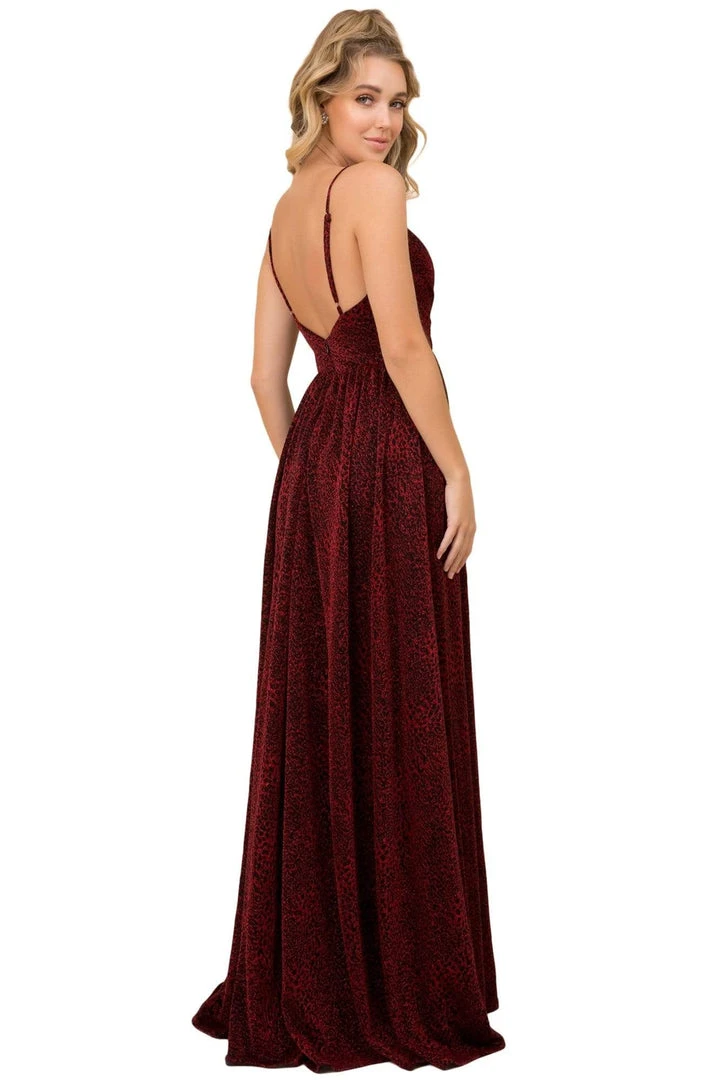 Formal Gowns Nox Anabel - R356 V Neck Animal Printed High Slit A-Line Evening Gown 4 Formal Gowns Nox Anabel - R356 V Neck Animal Printed High Slit A-Line Evening Gown