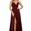 Formal Gowns Nox Anabel - R356 V Neck Animal Printed High Slit A-Line Evening Gown