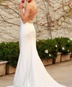 Formal Gowns Nox Anabel - R472 Cowl Neck Plain White Dress