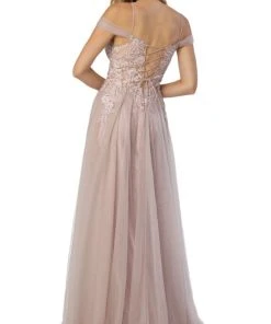 Nox Anabel - S265 Embroidered Off-Shoulder A-line Dress Formal Gowns