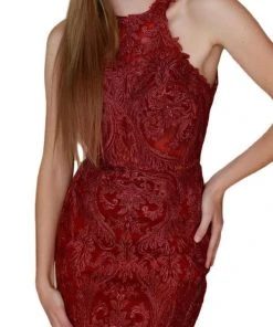 Nox Anabel Sleeveless Lace Halter Sheath Dress A612