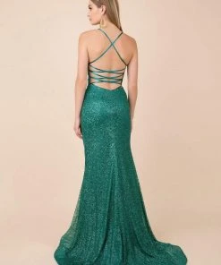 Nox Anabel - Strappy Plunging V-neck Evening Gown - 1 Pc Burgundy In Size S Available Formal Gowns