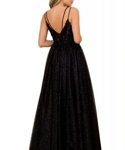 Formal Gowns Nox Anabel - T407 Beaded Foliage Glitter A-Line Gown 6 Formal Gowns Nox Anabel - T407 Beaded Foliage Glitter A-Line Gown