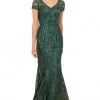 Formal Gowns Nox Anabel - T419 Embellished Sheer Short Sleeve V-neck Long Dress - 1 Pc Green In Size 12 Available 1 Formal Gowns Nox Anabel - T419 Embellished Sheer Short Sleeve V-neck Long Dress - 1 Pc Green In Size 12 Available