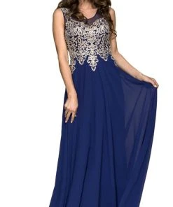 Formal Gowns Nox Anabel - Y100 Gilded Illusion Scoop Chiffon A-line Dress