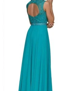 Formal Gowns Nox Anabel - Y101 Sleeveless Illusion Jewel Ornate Lace Gown