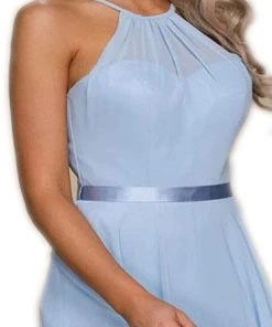 Nox Anabel - Y102 Halter Strap Lace Up Chiffon Evening Gown 14 Nox Anabel - Y102 Halter Strap Lace Up Chiffon Evening Gown