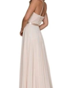 Nox Anabel - Y102 Halter Strap Lace Up Chiffon Evening Gown 16 Nox Anabel - Y102 Halter Strap Lace Up Chiffon Evening Gown
