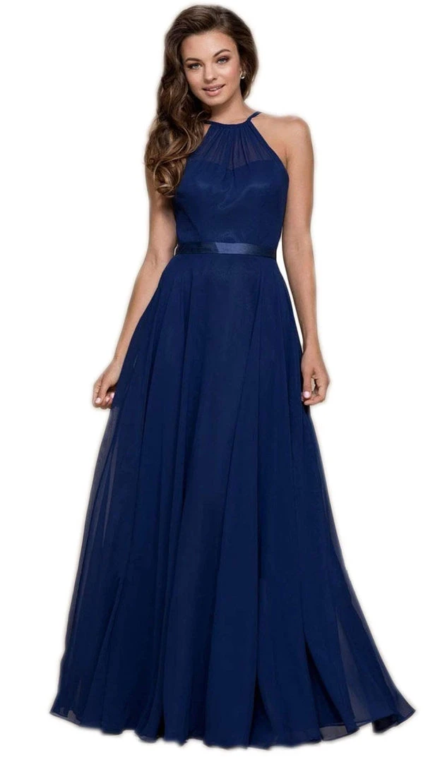 Nox Anabel - Y102 Halter Strap Lace Up Chiffon Evening Gown 10 Nox Anabel - Y102 Halter Strap Lace Up Chiffon Evening Gown