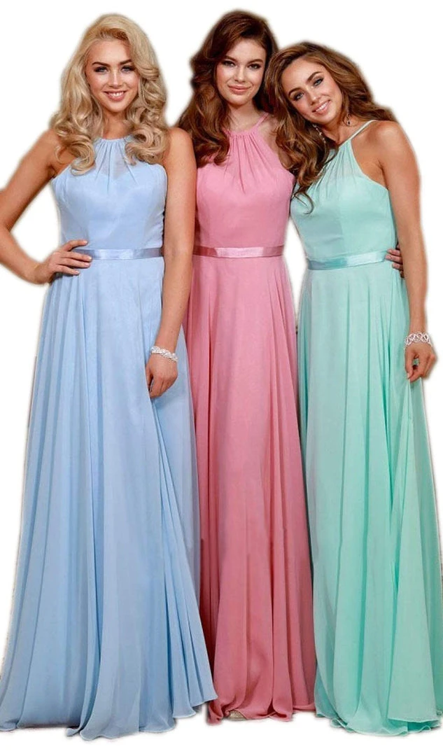 Nox Anabel - Y102 Halter Strap Lace Up Chiffon Evening Gown 11 Nox Anabel - Y102 Halter Strap Lace Up Chiffon Evening Gown