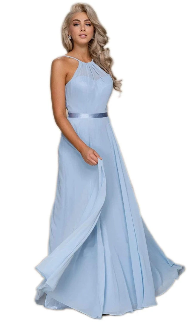 Nox Anabel - Y102 Halter Strap Lace Up Chiffon Evening Gown 5 Nox Anabel - Y102 Halter Strap Lace Up Chiffon Evening Gown