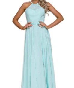 Nox Anabel - Y102 Halter Strap Lace Up Chiffon Evening Gown 12 Nox Anabel - Y102 Halter Strap Lace Up Chiffon Evening Gown