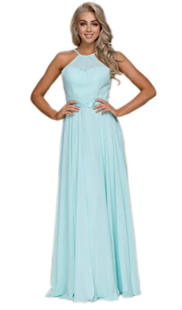 Nox Anabel - Y102 Halter Strap Lace Up Chiffon Evening Gown 4 Nox Anabel - Y102 Halter Strap Lace Up Chiffon Evening Gown