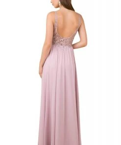 Nox Anabel - Y299 Sleeveless Beaded Lace Applique Bodice A-Line Gown