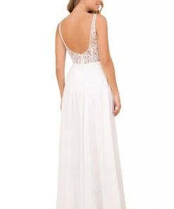 Nox Anabel - Y299 Sleeveless Beaded Lace Applique Bodice A-Line Gown