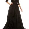 Formal Gowns Odrella - 1026 Embroidered Mesh Quarter Sleeve A-Line Gown