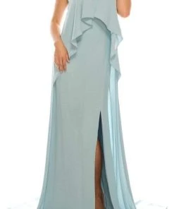 Formal Gowns Odrella - 1088 Embellished Halter Neck Flounce Bodice Gown With Slit