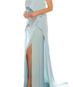 Formal Gowns Odrella - 1088 Embellished Halter Neck Flounce Bodice Gown With Slit