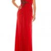 Odrella - 1301 Bead Appliqued Draped Sheath Gown Formal Gowns