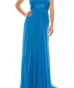 Odrella - 1698 Gathered Embellished Halter Crepe Chiffon Evening Dress