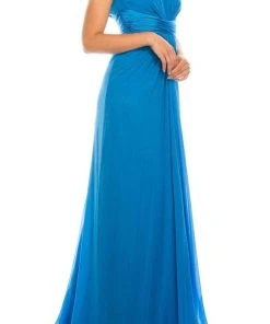 Odrella - 1698 Gathered Embellished Halter Crepe Chiffon Evening Dress