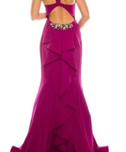 Odrella - 4225 Bejeweled Cutout Racerback Sleeveless Trumpet Gown Formal Gowns