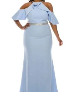 Odrella - 4513 Halter Ruffles Cold Shoulder Beaded Trumpet Gown Formal Gowns 14 Odrella - 4513 Halter Ruffles Cold Shoulder Beaded Trumpet Gown Formal Gowns