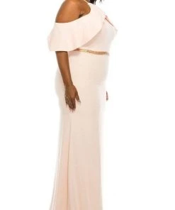 Odrella - 4513 Halter Ruffles Cold Shoulder Beaded Trumpet Gown Formal Gowns 11 Odrella - 4513 Halter Ruffles Cold Shoulder Beaded Trumpet Gown Formal Gowns