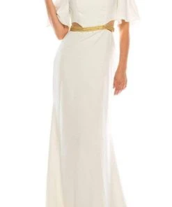 Formal Gowns Odrella - 4516 Beaded Sheer Waist Cutout Cold Shoulder Evening Dress