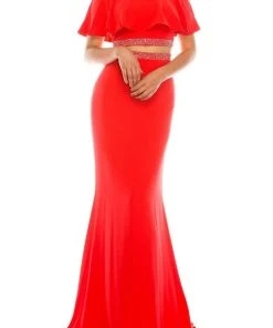 Odrella - 4562 Faux Two-Piece Off Shoulder Mermaid Gown