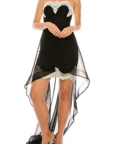 Cocktail Dresses Odrella - 4572 Embroidered Strapless High Low Dress