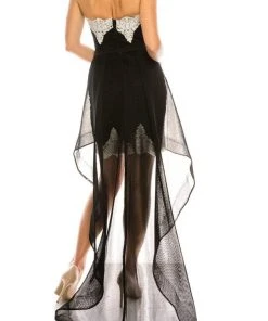 Cocktail Dresses Odrella - 4572 Embroidered Strapless High Low Dress