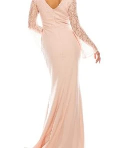 Odrella - 4619B Long Sleeve Beaded Lace Trumpet Gown Formal Gowns