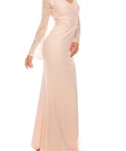Odrella - 4619B Long Sleeve Beaded Lace Trumpet Gown Formal Gowns