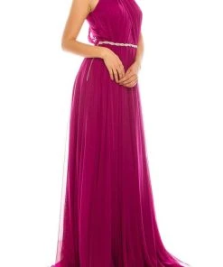 Odrella - 4744 Bedazzled Halter Neck A-line Dress