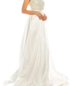 Odrella - 4747 Surplice Glitter Lattice Bodice A-Line Gown 8 Odrella - 4747 Surplice Glitter Lattice Bodice A-Line Gown