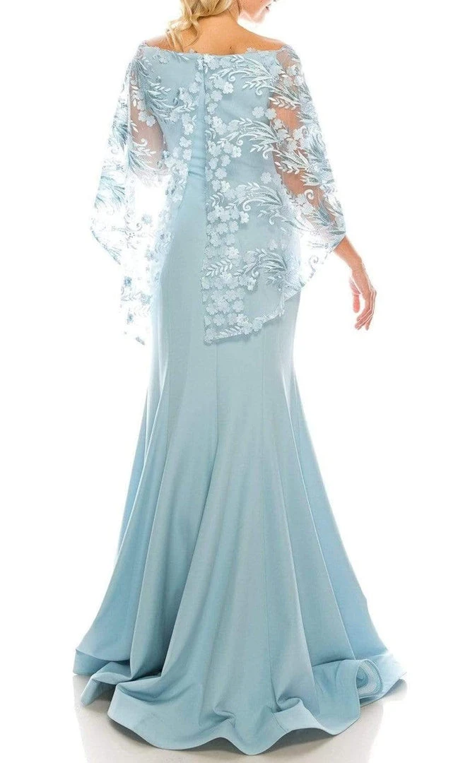 Formal Gowns Odrella - 7Y1037 Off-Shoulder Trumpet Gown With Embroidered Mesh Cape 4 Formal Gowns Odrella - 7Y1037 Off-Shoulder Trumpet Gown With Embroidered Mesh Cape
