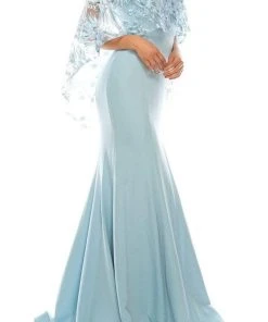 Formal Gowns Odrella - 7Y1037 Off-Shoulder Trumpet Gown With Embroidered Mesh Cape 13 Formal Gowns Odrella - 7Y1037 Off-Shoulder Trumpet Gown With Embroidered Mesh Cape