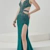 Panoply - 14075 Illusion Plunged Neck Cutout Bodice Fully Beaded Gown