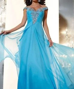 Formal Gowns Panoply - 14636 Bedazzled Off Shoulder A-line Dress