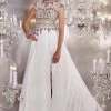 Panoply - 14751 Crystal Accented Choker Neck Two-piece Chiffon Gown