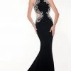 Panoply - 14794 Rhinestone-encrusted Halter Neck Jersey Trumpet Dress