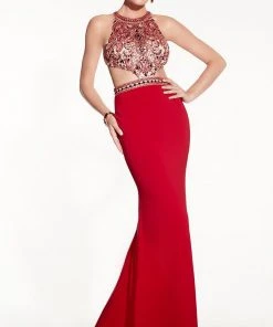 Panoply - 14831 Beaded Halter Neck With Side Cutout Sheath Dress Formal Gowns