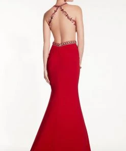 Panoply - 14831 Beaded Halter Neck With Side Cutout Sheath Dress Formal Gowns