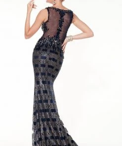 Formal Gowns Panoply - 14850 Luxurious Art Deco Illusion Trumpet Gown