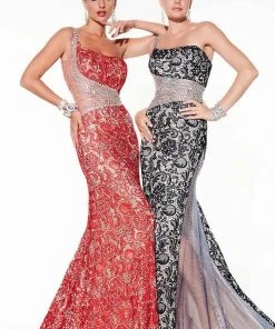 Panoply - 14851 Laced Asymmetrical Sheath Dress Formal Gowns 9 Panoply - 14851 Laced Asymmetrical Sheath Dress Formal Gowns