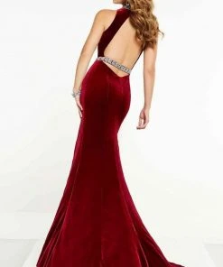 Formal Gowns Panoply - 14860 Keyhole Cutout Bejeweled Choker Velvet Gown