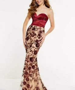 Panoply - 14884 Floral Strapless Fitted Evening Gown Formal Gowns