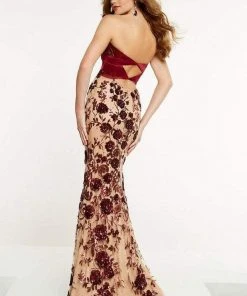 Panoply - 14884 Floral Strapless Fitted Evening Gown Formal Gowns